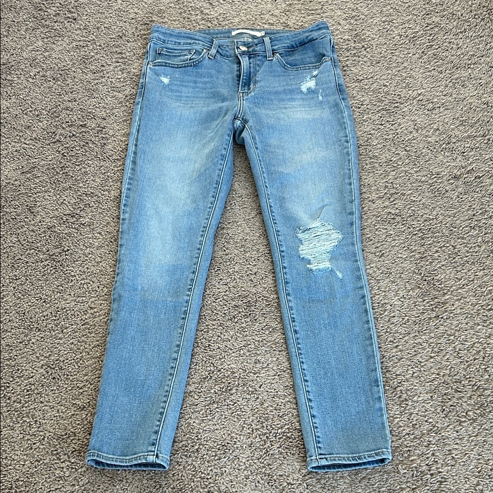 Levi's 711 Women's Light Blue Ripped Skinny Jeans